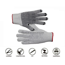 Roping PVC Dotted Cotton Knitted Garden Hand Safety Work Working Gloves, Cotton Plastic Gloves